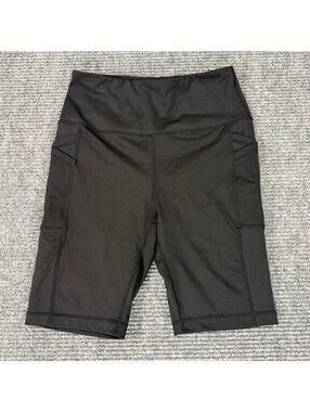 Leg3nd Women's Black Size Medium Biker Shorts With 4 Phone Size Pockets UEC